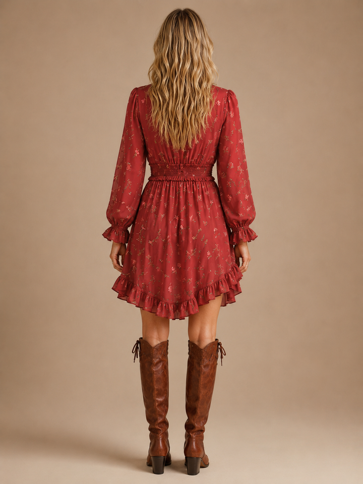 Juliette™ - Floral V-Neck Short Dress