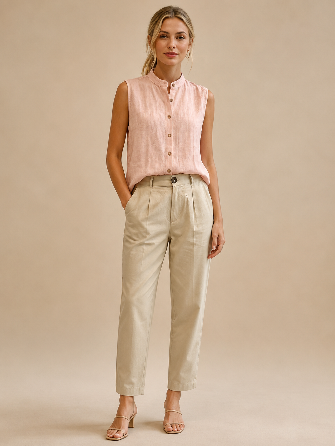 Tahlia™ - Sleeveless Collared Button Top