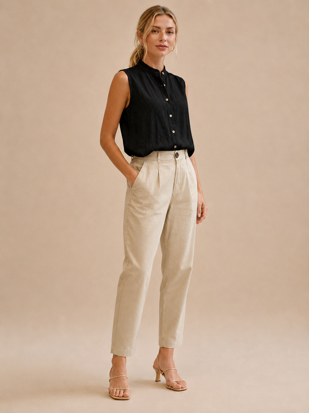 Tahlia™ - Sleeveless Collared Button Top