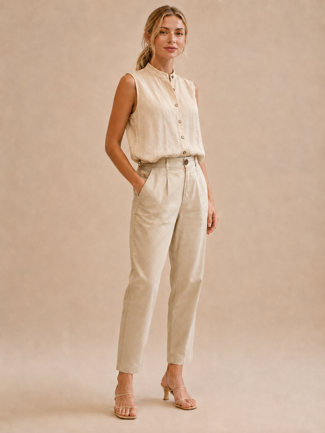 Tahlia™ - Sleeveless Collared Button Top