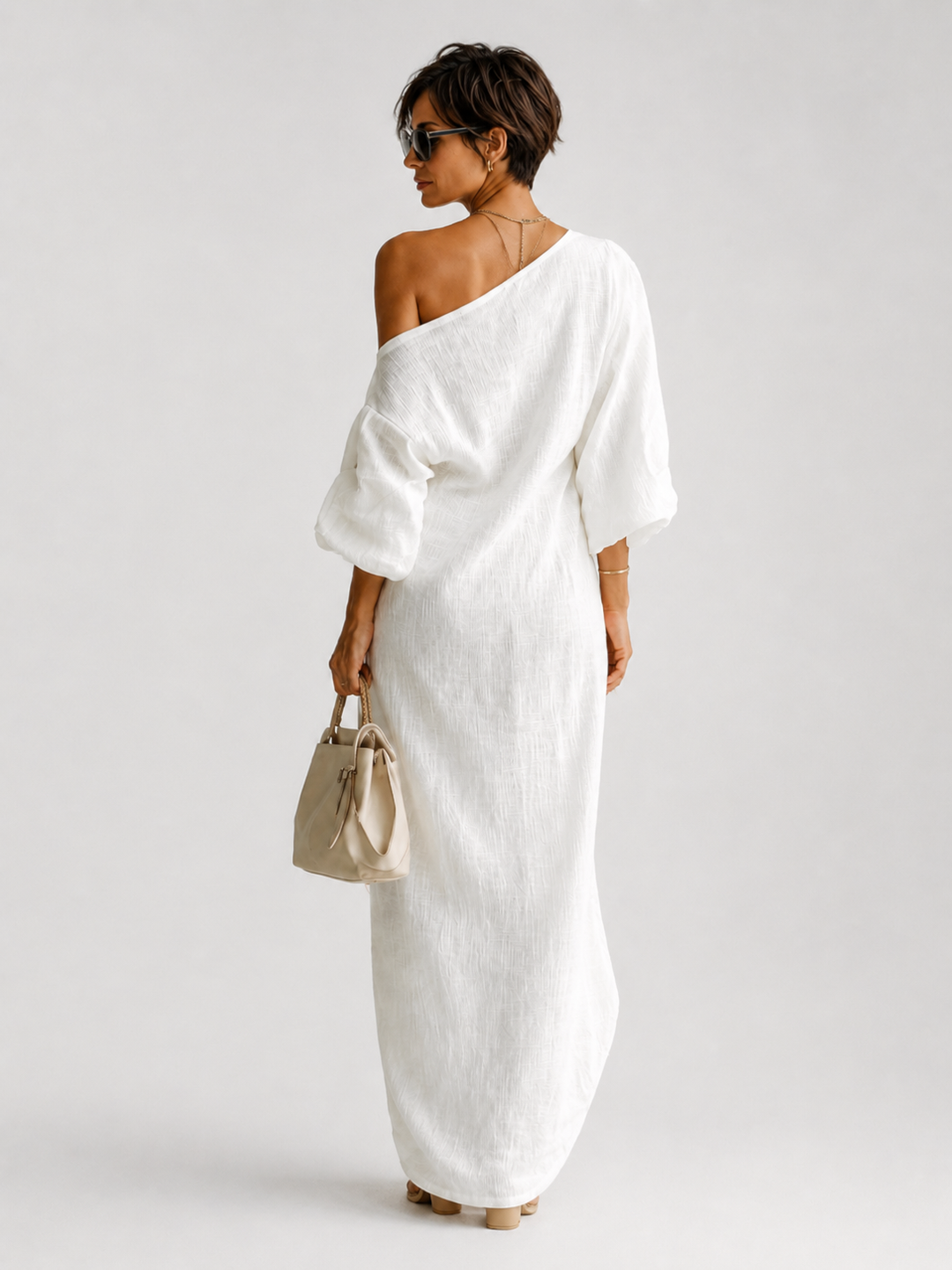 Mila™ - One-Shoulder Linen Maxi Dress
