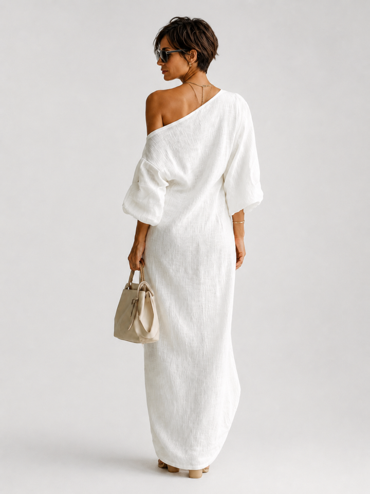 Mila™ - One-Shoulder Linen Maxi Dress