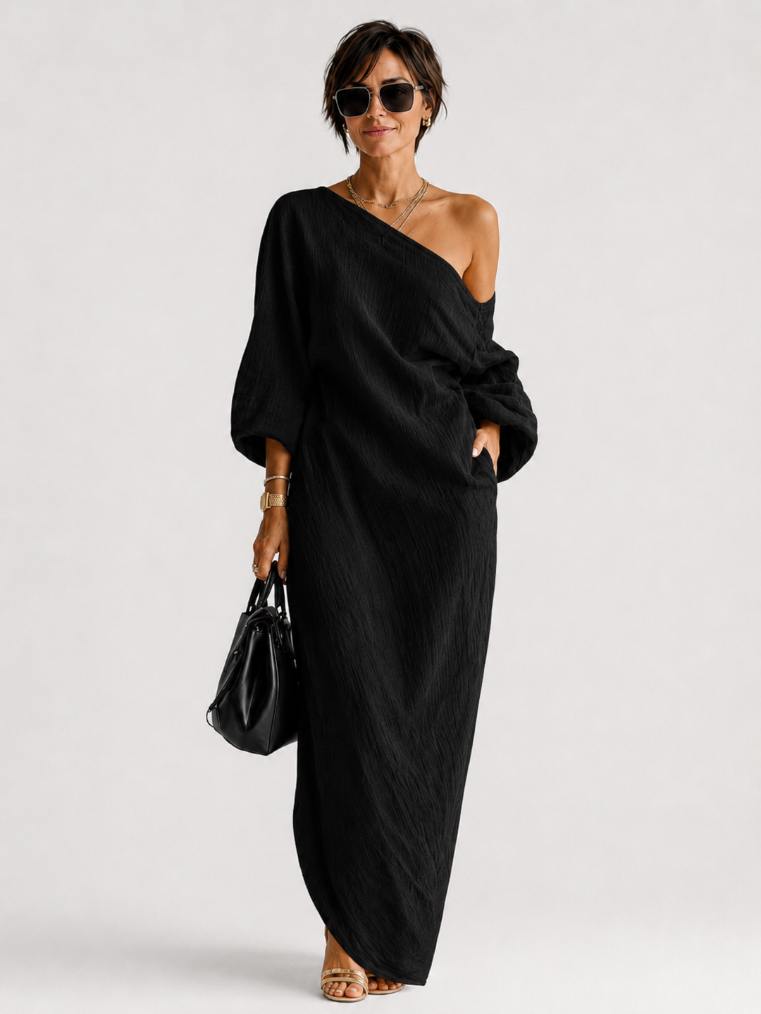 Mila™ - One-Shoulder Linen Maxi Dress
