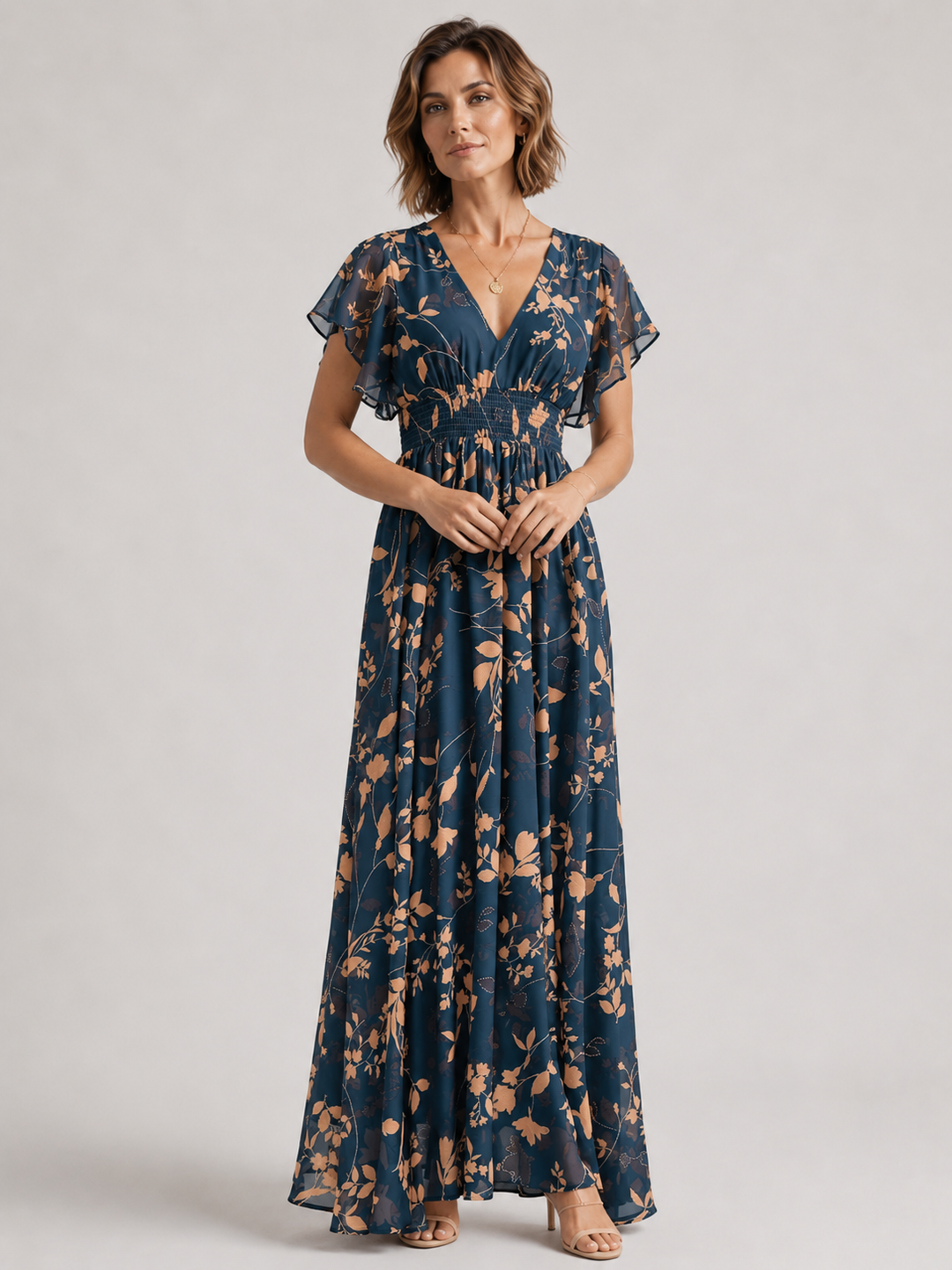Sienna™ - Floral V-Neck Maxi Dress