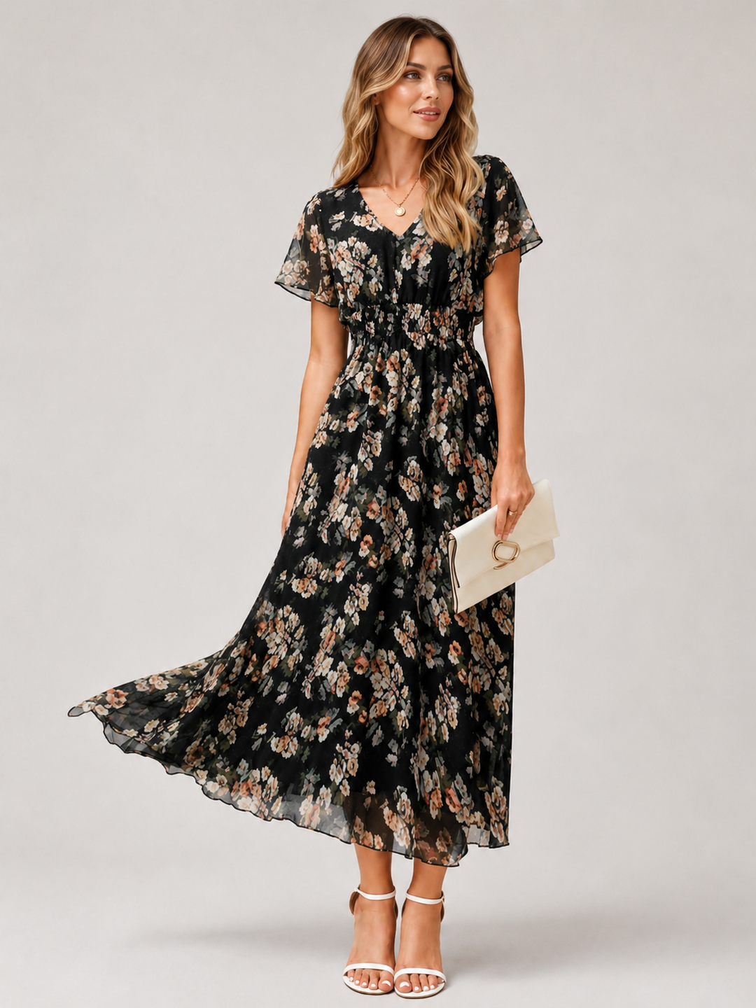 Sienna™ - Floral V-Neck Maxi Dress