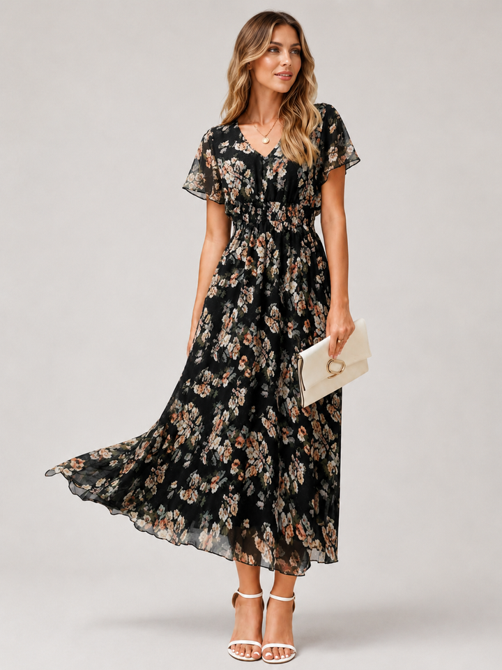 Sienna™ - Floral V-Neck Maxi Dress