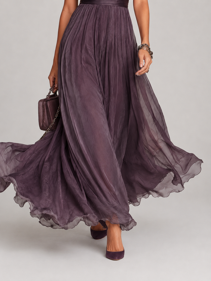 Elara™ - Elegant Chiffon Keyhole Maxi Dress