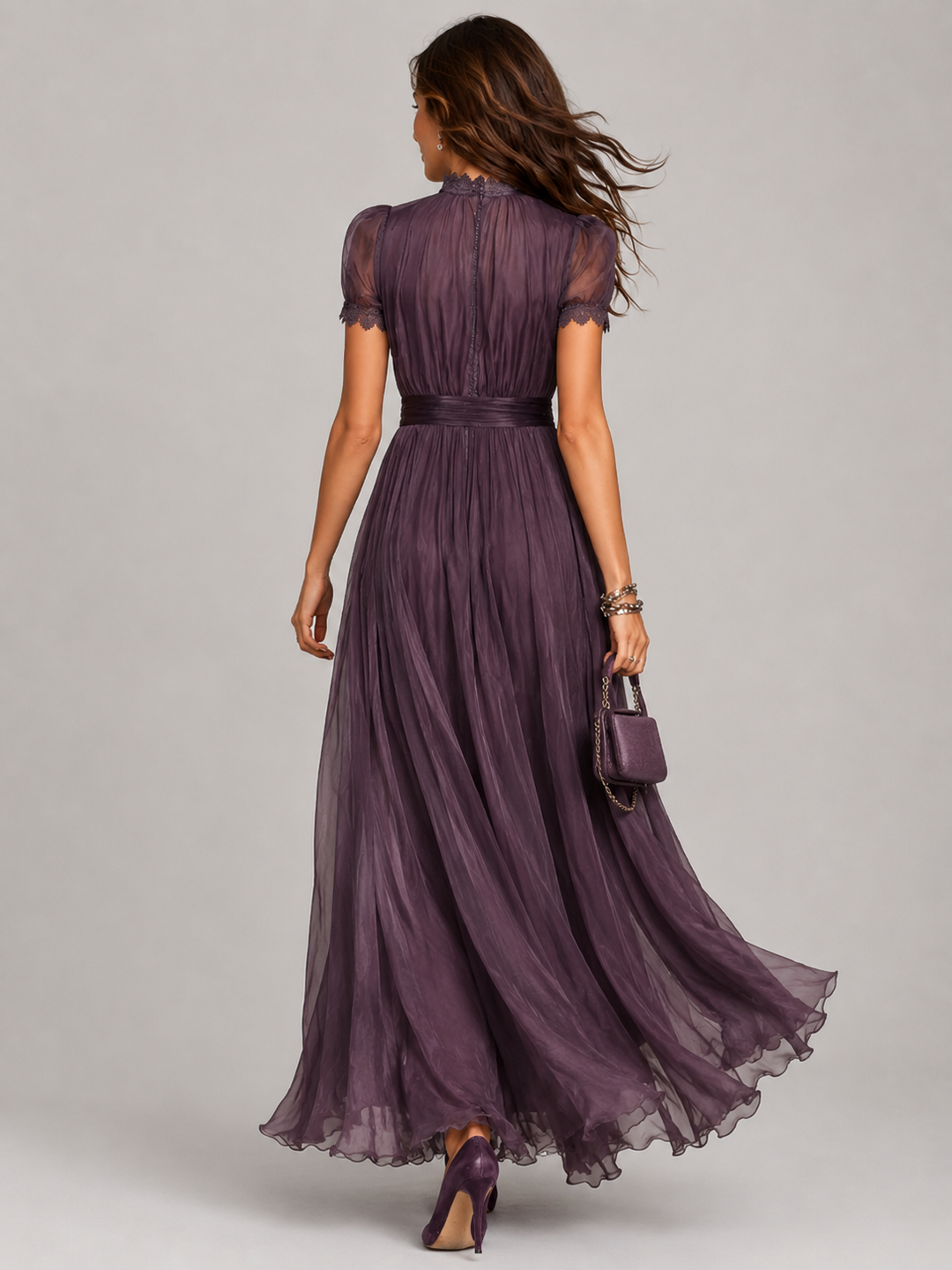 Elara™ - Elegant Chiffon Keyhole Maxi Dress