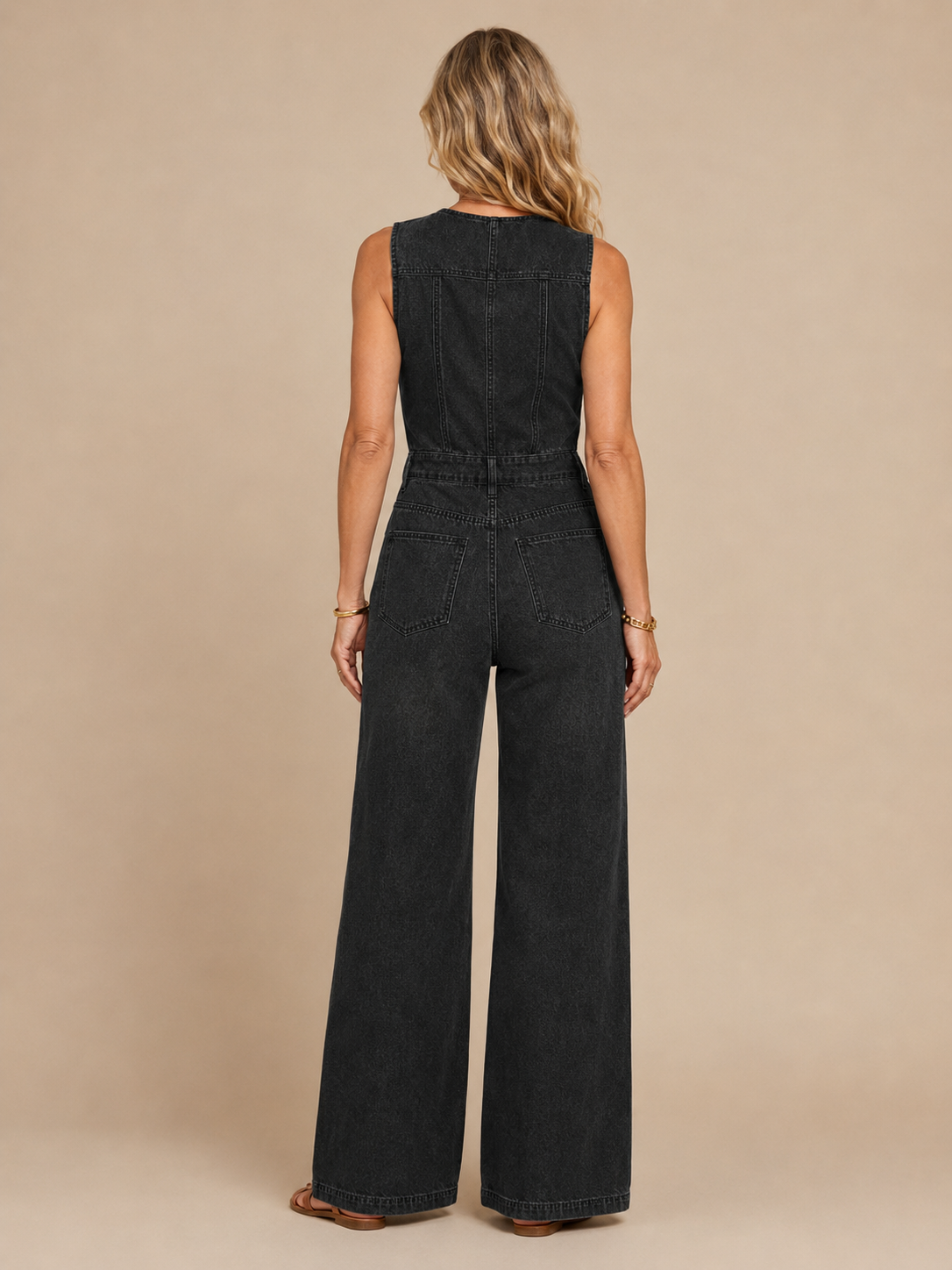 Delphine™ - Sleeveless Denim Wide-Leg Jumpsuit