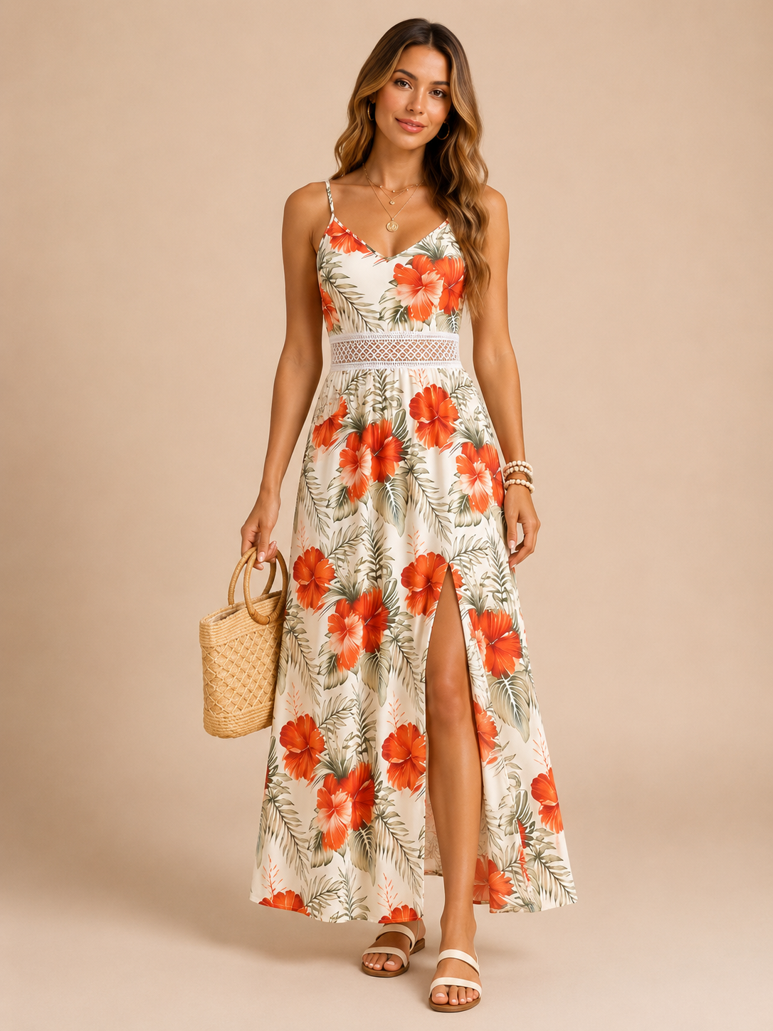 Adeline™ - Floral High-Low Maxi Dress