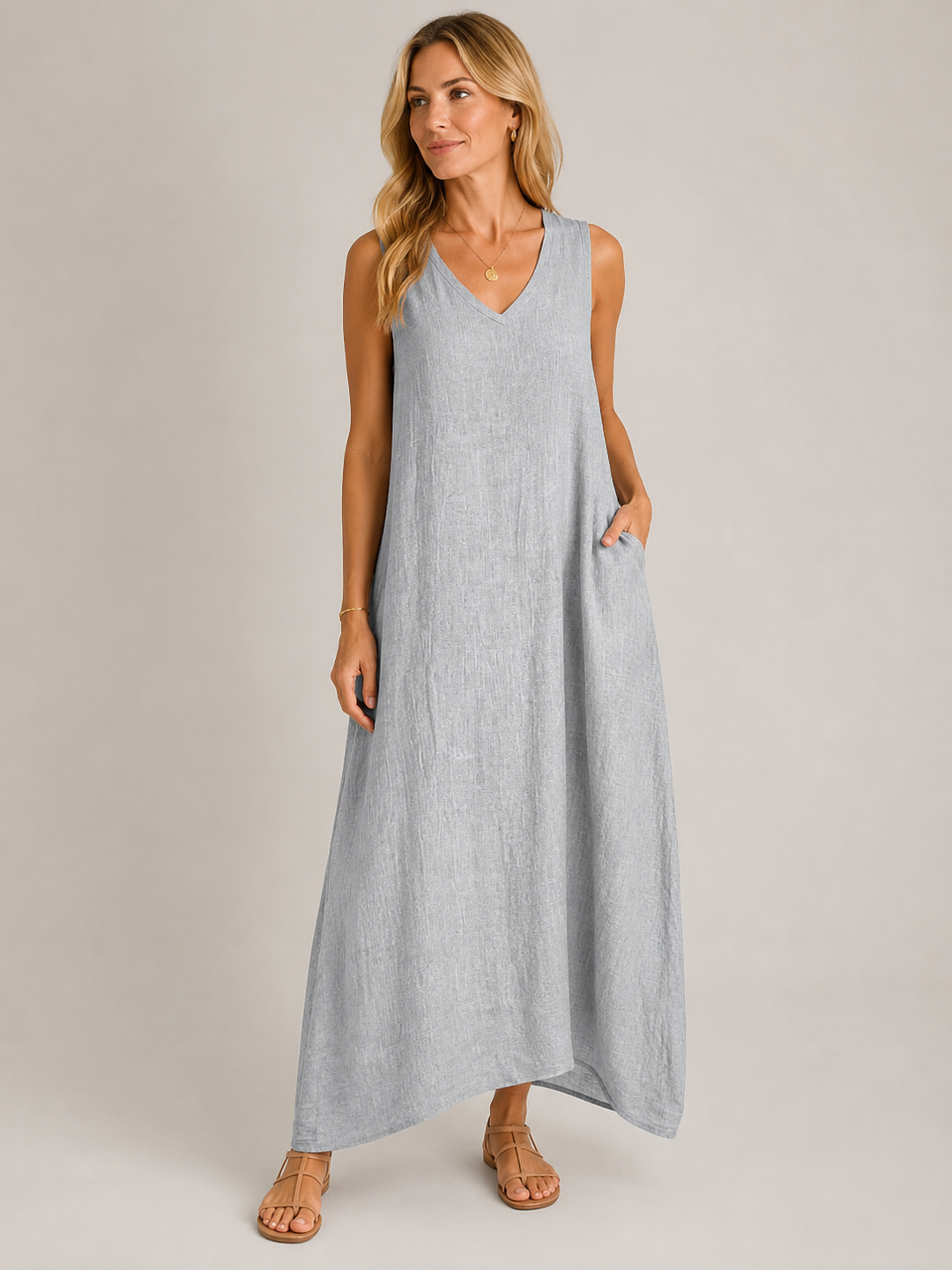 Clara™ - Soft V-Neck A-Line Dress