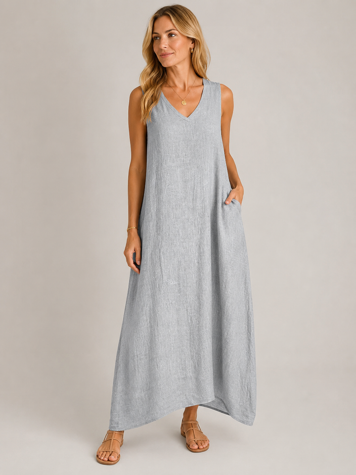 Clara™ - Soft V-Neck A-Line Dress