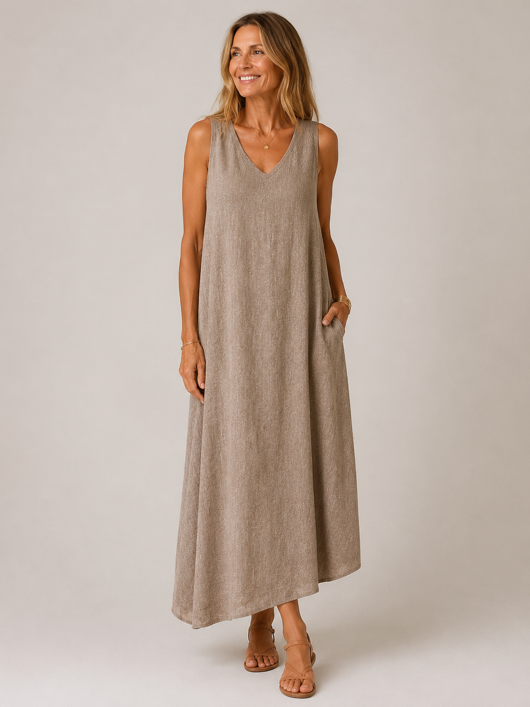 Clara™ - Soft V-Neck A-Line Dress