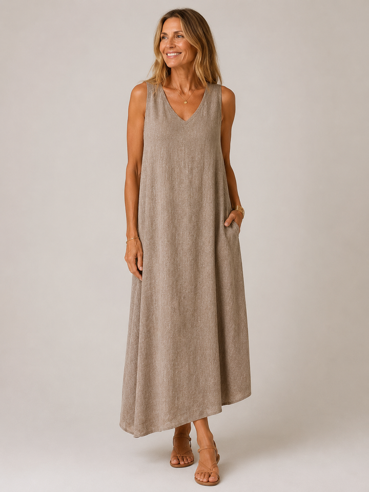 Clara™ - Soft V-Neck A-Line Dress