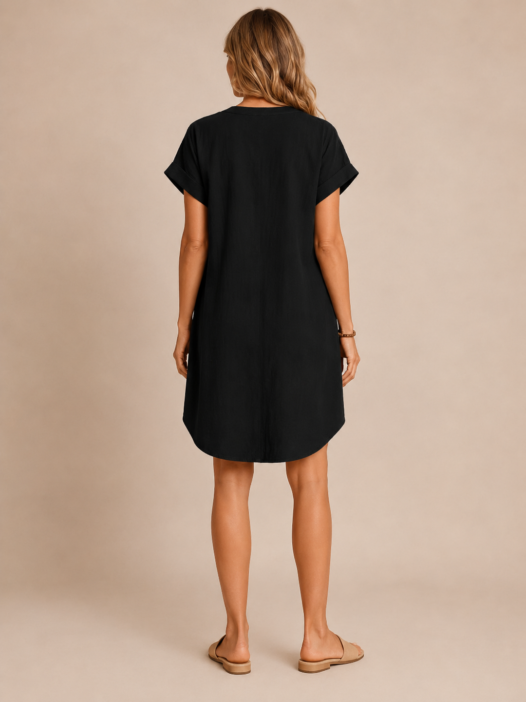 Florence™ - Buttoned V-Neck Relaxed Dress