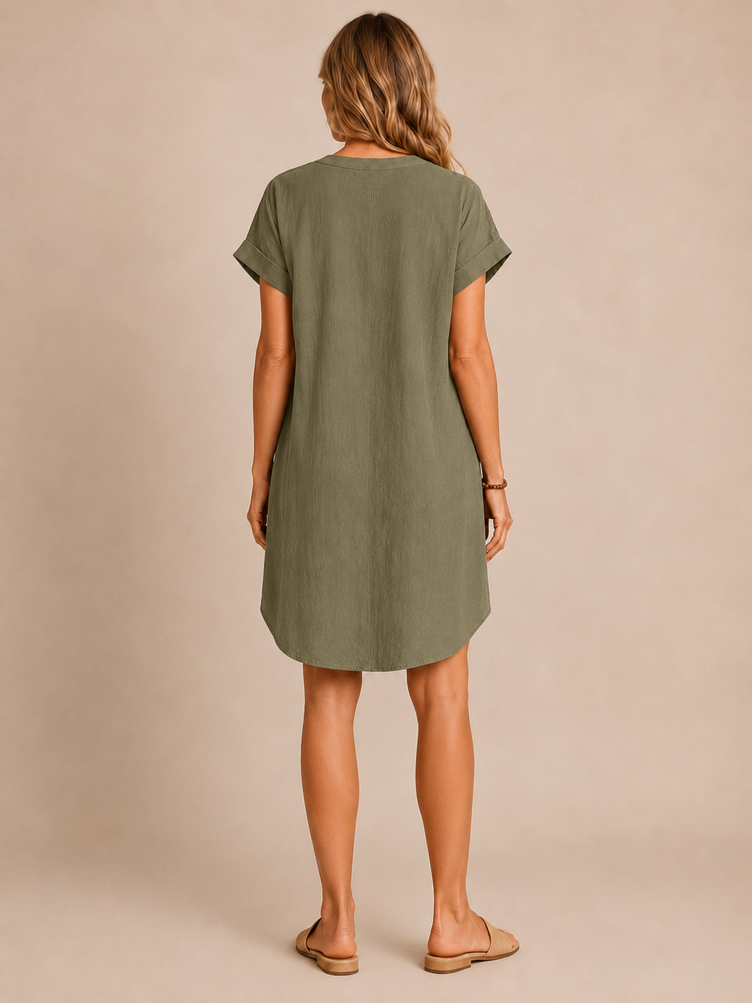 Florence™ - Buttoned V-Neck Relaxed Dress