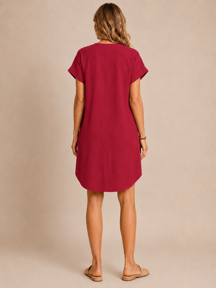 Florence™ - Buttoned V-Neck Relaxed Dress