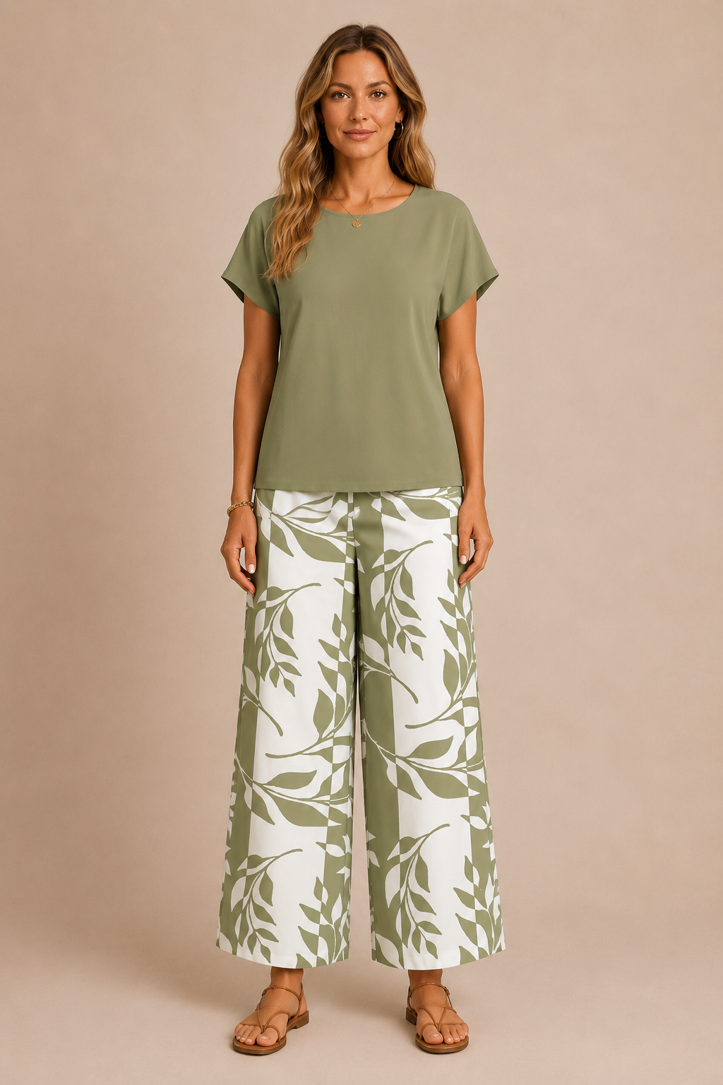 Liora™ - Printed Wide-Leg Two-Piece Set