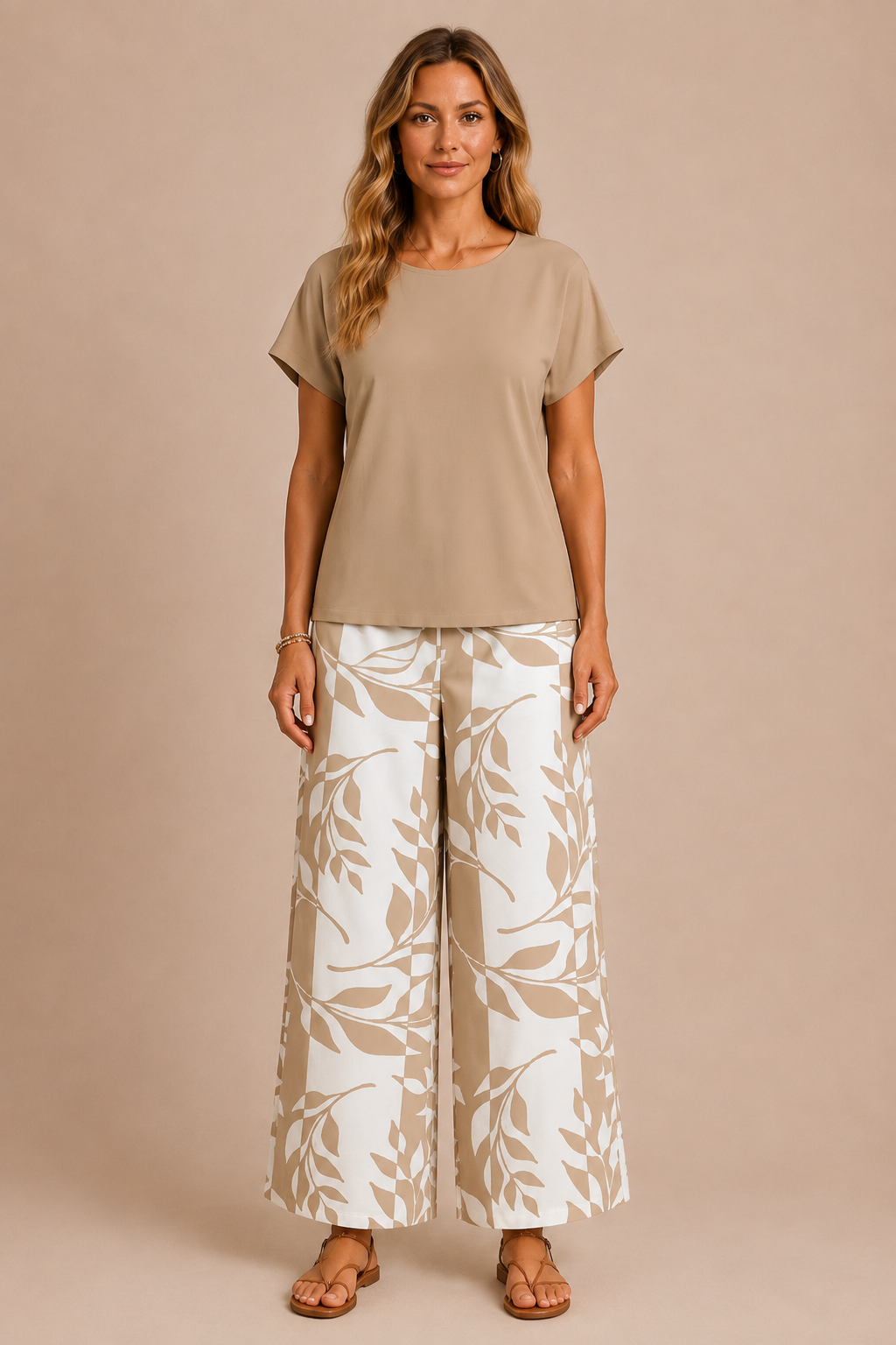 Liora™ - Printed Wide-Leg Two-Piece Set