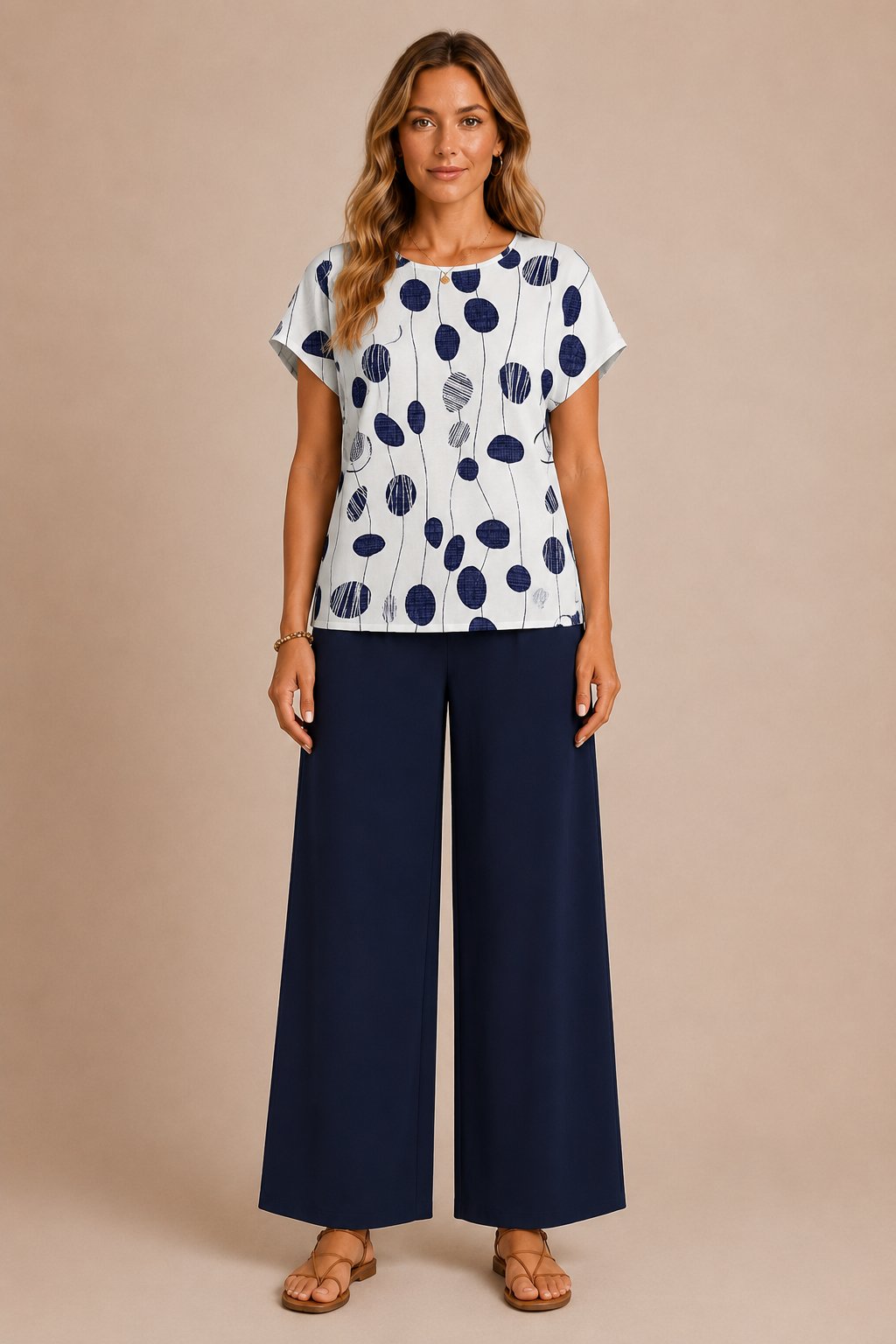 Liora™ - Printed Wide-Leg Two-Piece Set