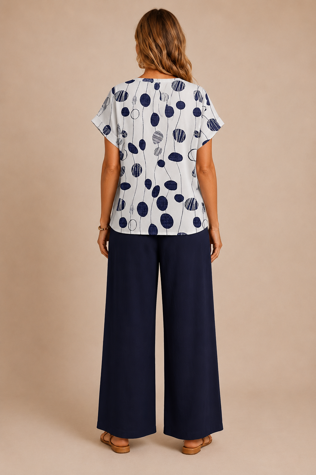 Liora™ - Printed Wide-Leg Two-Piece Set